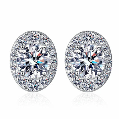 1cttw D Color Moissanite Stud Earrings for Women Oval Design Sparkling Lab Diamond 925 Sterling Silver Jewelry Wholesale