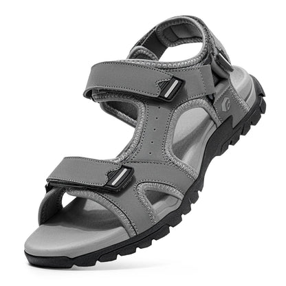 FitVille Mens Sandal Wide Toe Box Walking Athletic Sandals For Men With Arch Support Cushion Slip-Resistant Beach Sandals