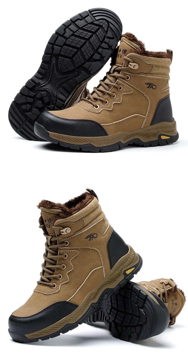 Insulated Anti Smashing  Anti Stabbing Welding Shoes for Safety Work Electricians Use Plush and Thickened Labor Protection Shoes