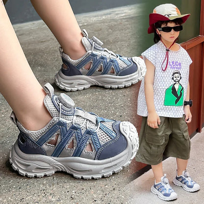 Summer Sport Sandals for Children Hollow Out Breathable Boy's Girl's Adjust Sport Shoes Anti-slippery Soft-soled Kid's Sandals