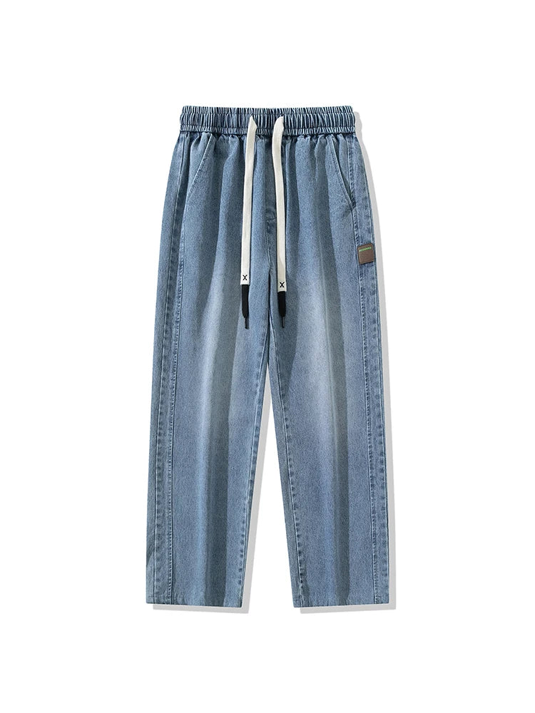 Spring Autumn Baggy Jeans Men Trousers Wide Leg Straight Denim Pants Daily Streetwear Loose Casual Jeans Asian Size L-6XL
