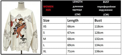 Toy Story Woody Embroidery Cartoon Print Sweatshirt New Women Unisex Couple Long Sleeve Pullover Jumper Tops Streetwear