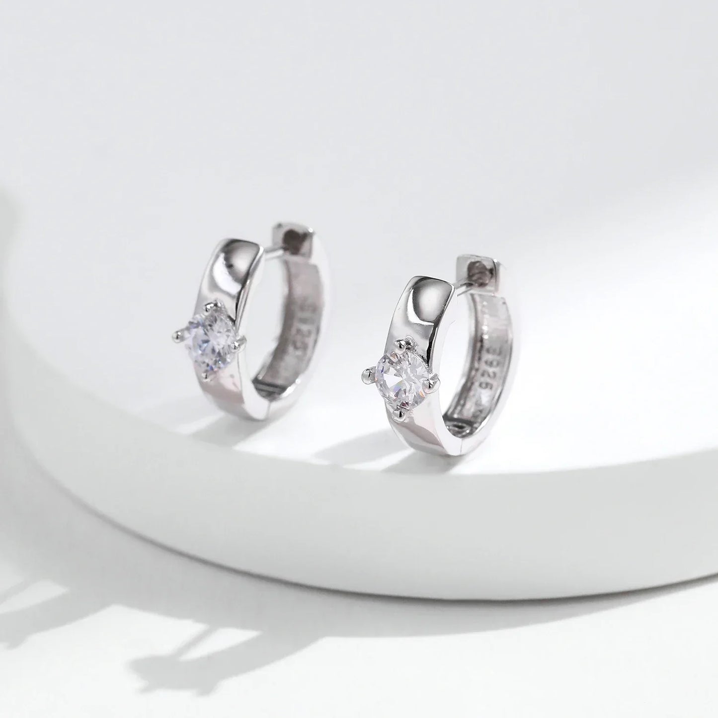 Round Moissanite Ear Buckles Lab Diamond 925 Sterling Silver Engagement & Wedding Hoop Earrings for Women Jewelry Gifts