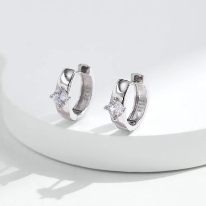 Round Moissanite Ear Buckles Lab Diamond 925 Sterling Silver Engagement & Wedding Hoop Earrings for Women Jewelry Gifts