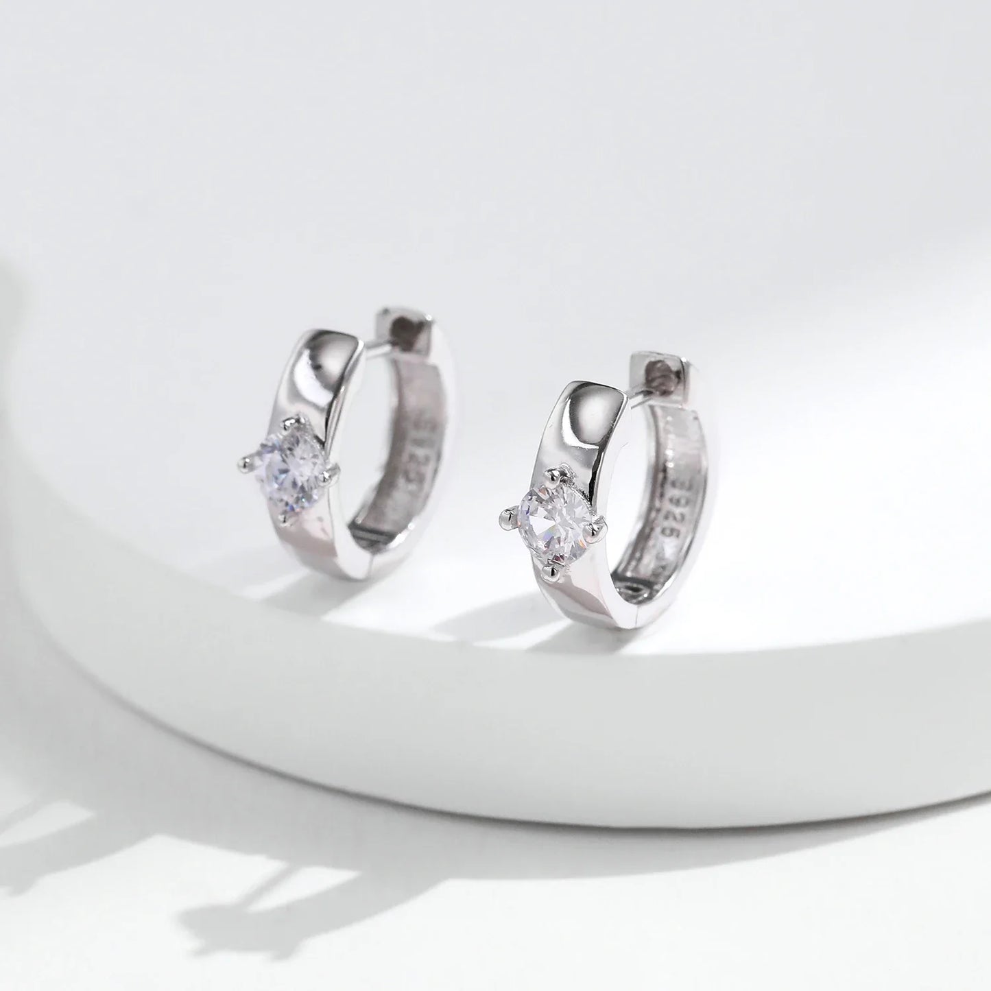 Round Moissanite Ear Buckles Lab Diamond 925 Sterling Silver Engagement & Wedding Hoop Earrings for Women Jewelry Gifts