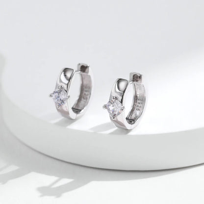 Round Moissanite Ear Buckles Lab Diamond 925 Sterling Silver Engagement & Wedding Hoop Earrings for Women Jewelry Gifts