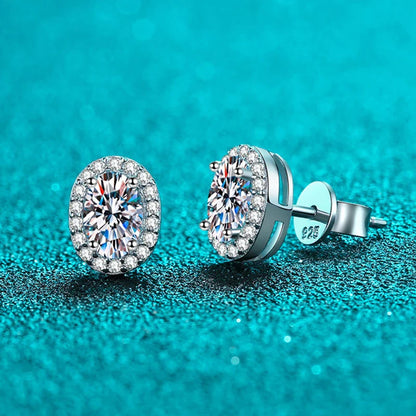 1ct Oval Cut D Color Moissanite Ear Stud Earrings For Women 925 Sterling Silver Sparkling Wedding Earring Fine Jewelry