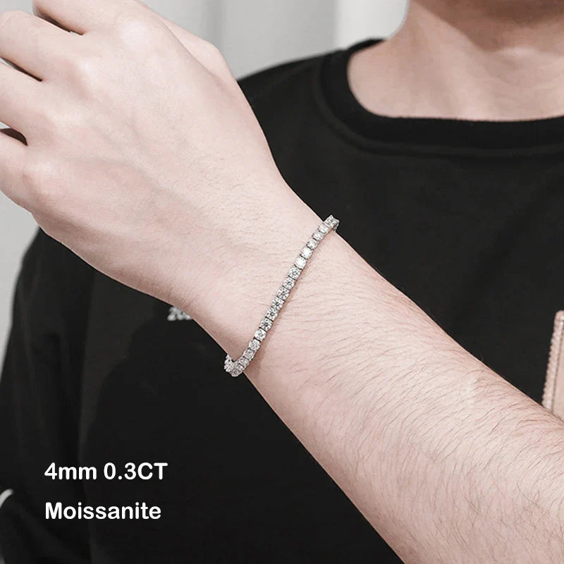 3mm 4mm 5mm Moissanite Tennis Bracelet for Women Men 925 Silver Plated 18k Gold Pass Diamond Tester Link Bracelets Bangle