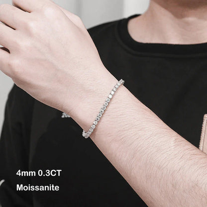 3mm 4mm 5mm Moissanite Tennis Bracelet for Women Men 925 Silver Plated 18k Gold Pass Diamond Tester Link Bracelets Bangle