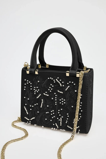 Bolsa Tote Mini Duffel Pérola, Bolsa Transversal Feminina com Correntes, Bolsa Pequena Elegante Designer de Luxo Feminina
