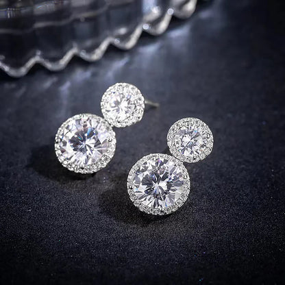 5cttw Moissanite Drop EarringsCertified Certificates 925 Sterling Silver Double Round Cut Halo Diamond Stud Earring for Women