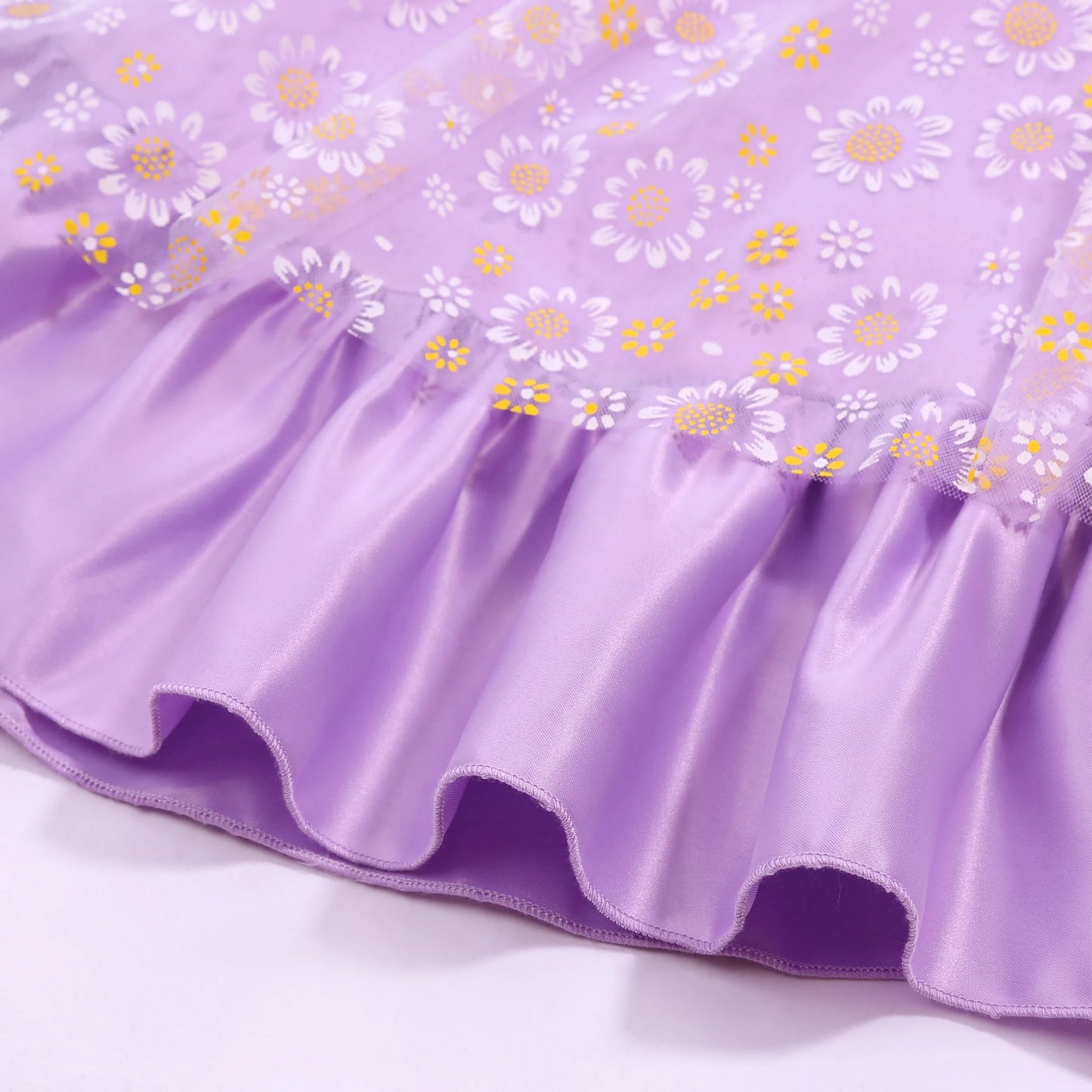 Cross-border special summer burst dress girls printed waist wedding dress flower girl short-sleeved princess puffy skirt