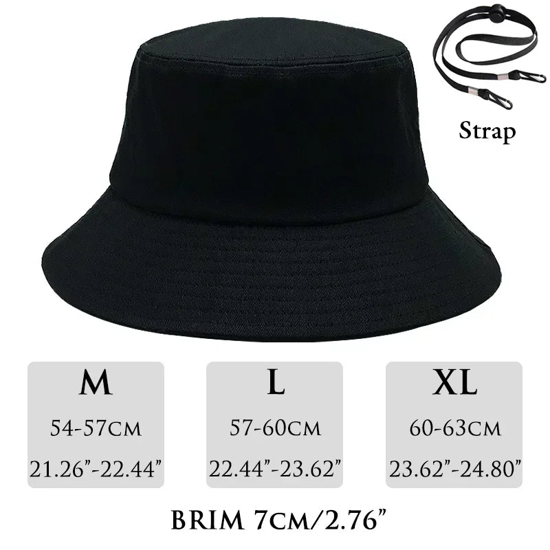 Big Head Man Large Size Bucket Hats Boy 60-63cm Plus Size Summer Fisherman Cap