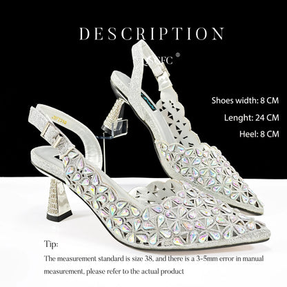 Fashion Design Heart Shape Three-Dimensional Hard Bag and Sexy Stiletto Shoes Shiny Rhinestones