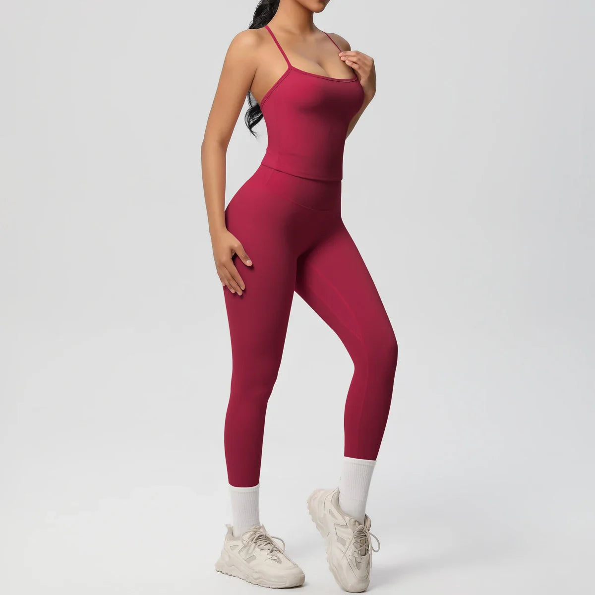 Halter Yoga Top Set Fitness Gym Suit Training Sleeveless Sport Gym Tops Crossover Back Sports Underwear  Tummy Control Slimming