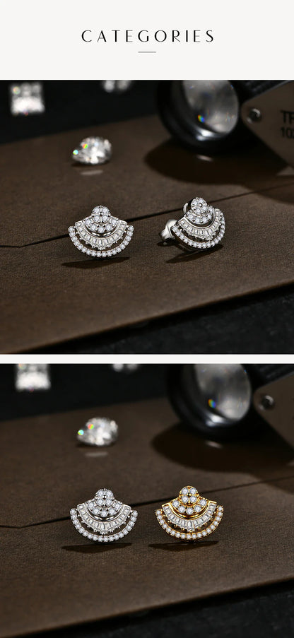 Luxury D VVS1 Color Moissanite Sector Earrings For Women Top Quality 100% 925 Sterling Silver Engagement Wedding Gift