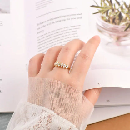 2mm Moissanite Ring With Certificate 925 Sterling Silver Cluster Flower Wedding Rings For Women 14k Gold Plated Jewelry