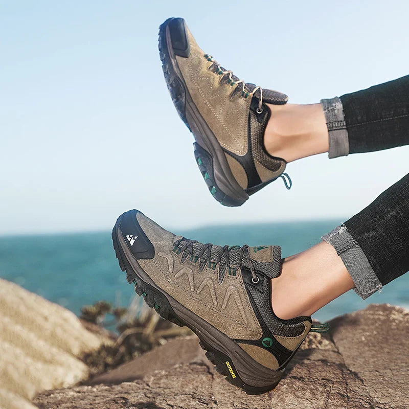 Sapatos Masculinos de Couro HIKEUP para Homens Tênis Casuais Moda Impermeável Inverno Luxo Grife Botas de Trabalho Masculinas Tênis Antiderrapantes