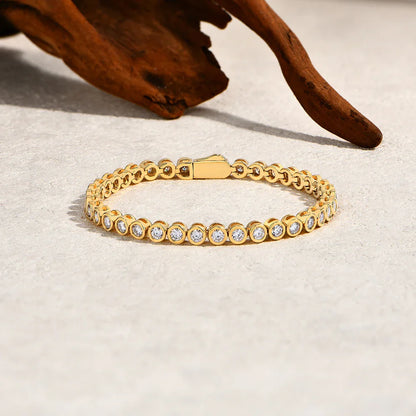 Round Cut 3mm Moissanite Tennis Bracelet 925 Sterling Silver Gold Plated Women Men's Bracelet Engagement Luxury Jewelry