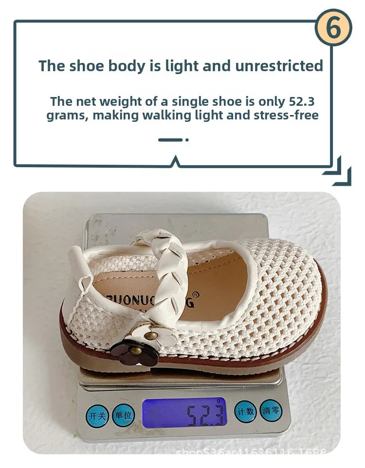 Girls Walking Shoes Lace Mesh Bows Kids Princess Shoes Non-slip Shiny Sequins 2025 New Children Flat Shoes Soft Sole Non-slip