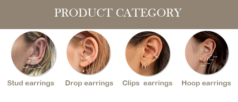3PCs/set Earrings for 1 Ear Women gold color zirconia Classic Piercing Designer Earring set 2024 Women Jewelry Wholesale