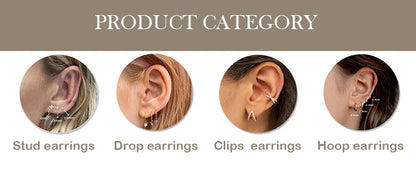 3PCs/set Earrings for 1 Ear Women gold color zirconia Classic Piercing Designer Earring set 2024 Women Jewelry Wholesale