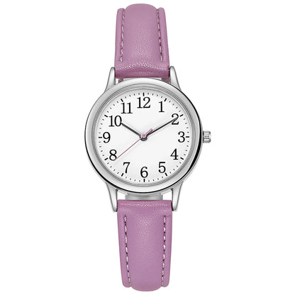 Women Quartz Fine Watch Easy To Read Arabic Numerals Simple-Dial