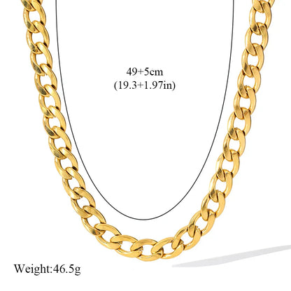 316L Stainless Steel Metal Chain Necklace For Women Fashion 18K Gold Plated Neck Chain Waterproof Jewelry Lady Gift