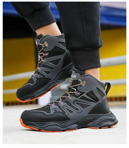 Ankle-Length Men Safety Boots Anti-smash Anti-stab Construction Work Steel Toe Shoes Male Work Boots Work Safety Shoes