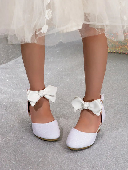 New Children High Heels Ankle-strap Bowknot Girl Princess Dress Sandals Sweet Wedding Party Versatile Kids Fashion Catwalk Shoes