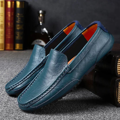 Genuine Leather Men Casual Shoes Luxury Brand Breathable Slip on Black Driving Shoes Soft Men Loafers Moccasins Plus Size 37-47