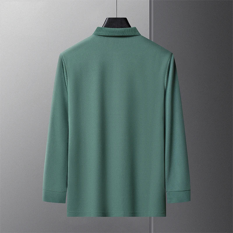New Best-selling Spring and Autumn Men's Trendy Fashion Lapel Embroidered Long Sleeved Top Polo Shirt Sweatshirt T-shirt