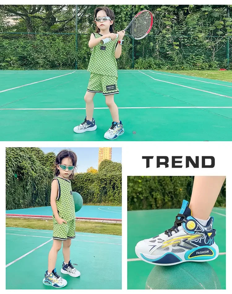 Kids Sneakers Breathable Mesh Sports Shoes for Children Boys Lightweight Basketball Shoes 2025 New Casual Sneakers Boys Trainers