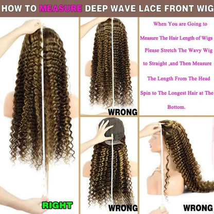 30 Inch Curly Highlight Ombre Lace Front Wig Human Hair Wigs Colored Deep Wave 13X6 Hd Lace Frontal Wig Pre Plucked 250 Density