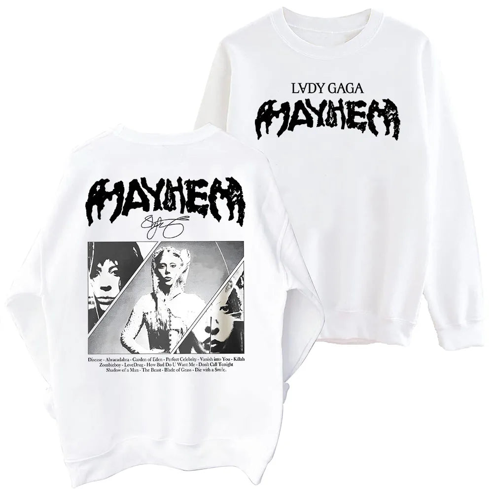 Lady Gaga MAYHEM 2025 Sweatshirt Oversized Harajuku Round Neck Long Sleeve Sweatshirts Music Tour Fans