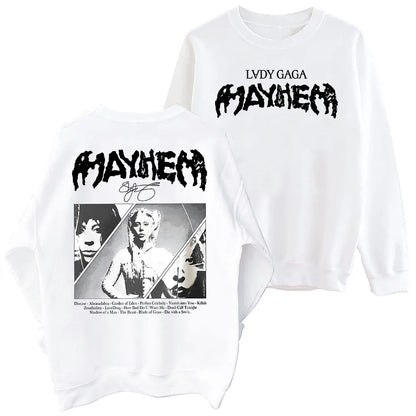 Lady Gaga MAYHEM 2025 Sweatshirt Oversized Harajuku Round Neck Long Sleeve Sweatshirts Music Tour Fans