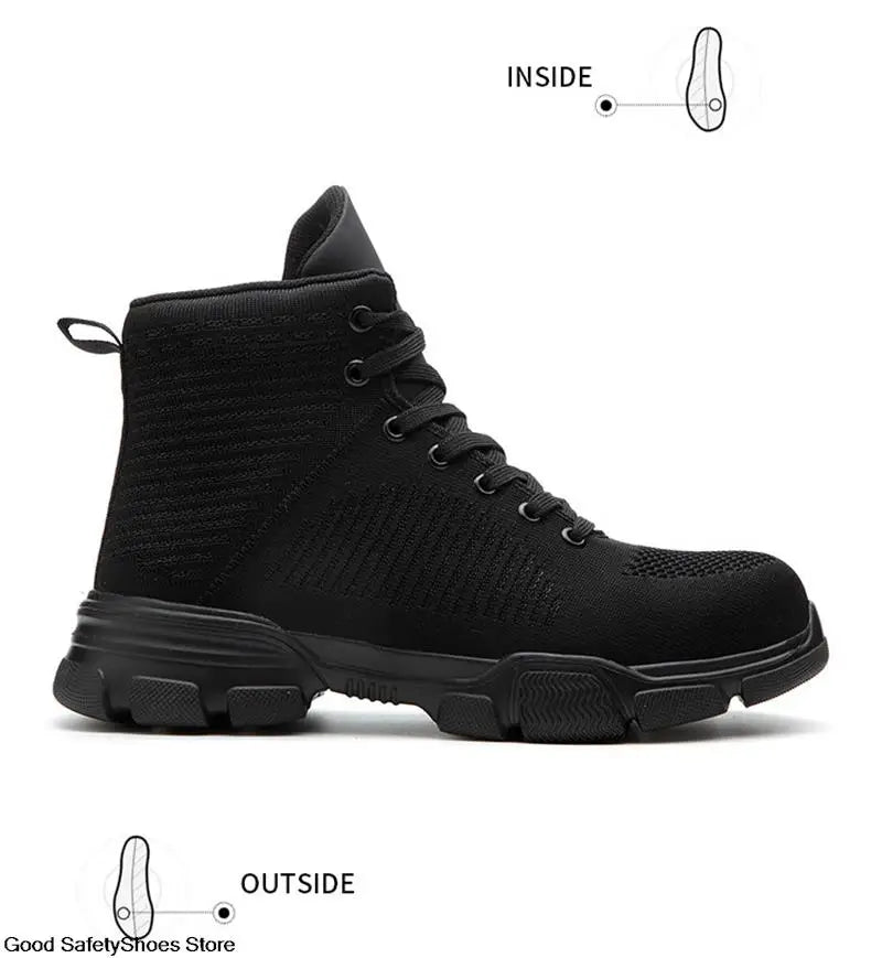 Fashion Safety Boots Men Steel Toe Work Shoes High Top Safety Work Boots Male Anti-smash Construction Protective Footwear