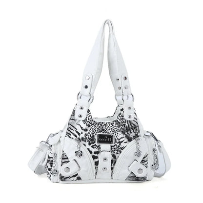 Women Handbags Soft Tote Bag Small Top-handle Fashion Satchel Multi-Pockets Leopard Shoulder Bag Hobos Phone Pack