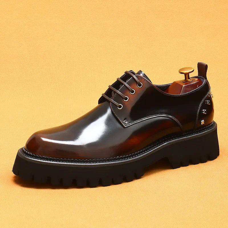 Men's Oxfords Genuine Leather Male Wedding Party Dress Shoes for Men Round Head Lace-Up Office Suit Formal Derby Shoes