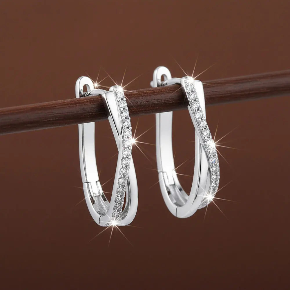 Moissanite Hoop Earrings For Women GRA Certified 1.5mm Diamond Versatile Jewelry s925 Sterling Silver Twisted Earring