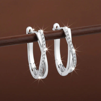 Moissanite Hoop Earrings For Women GRA Certified 1.5mm Diamond Versatile Jewelry s925 Sterling Silver Twisted Earring
