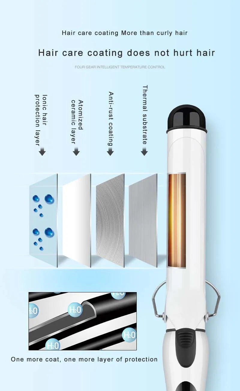 Professional Big Wavy Hair Curler Quick Heating Up Electric Nano Ceramic Curler 25Mm Curler Professional Curler Styling Tool