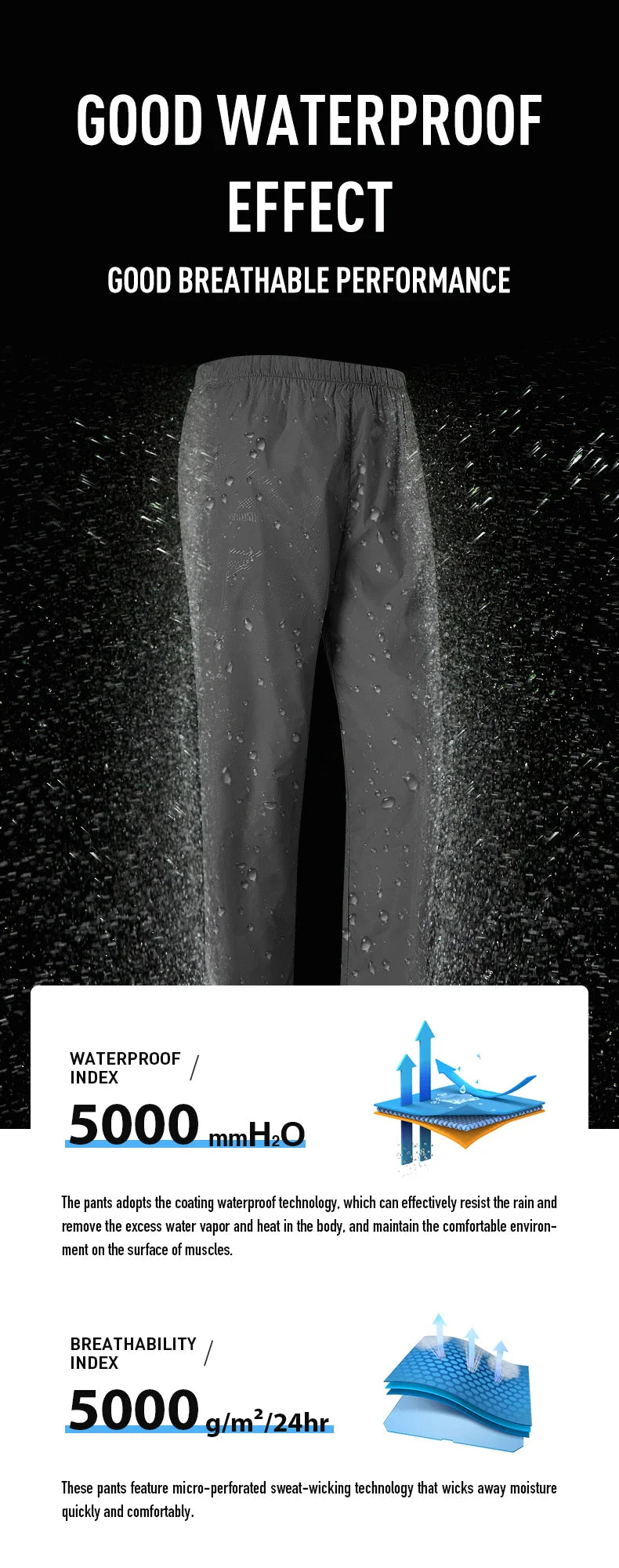 Waterproof Hiking Pants Unisex Camping Trekking Climbing Rain Pants Outdoor Sports Quick Dry Mountain Women Men Trousers
