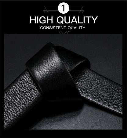 Business Men's Belt Metal Automatic Buckle Work Belt High Quality Men 120cm Leather Belt Business