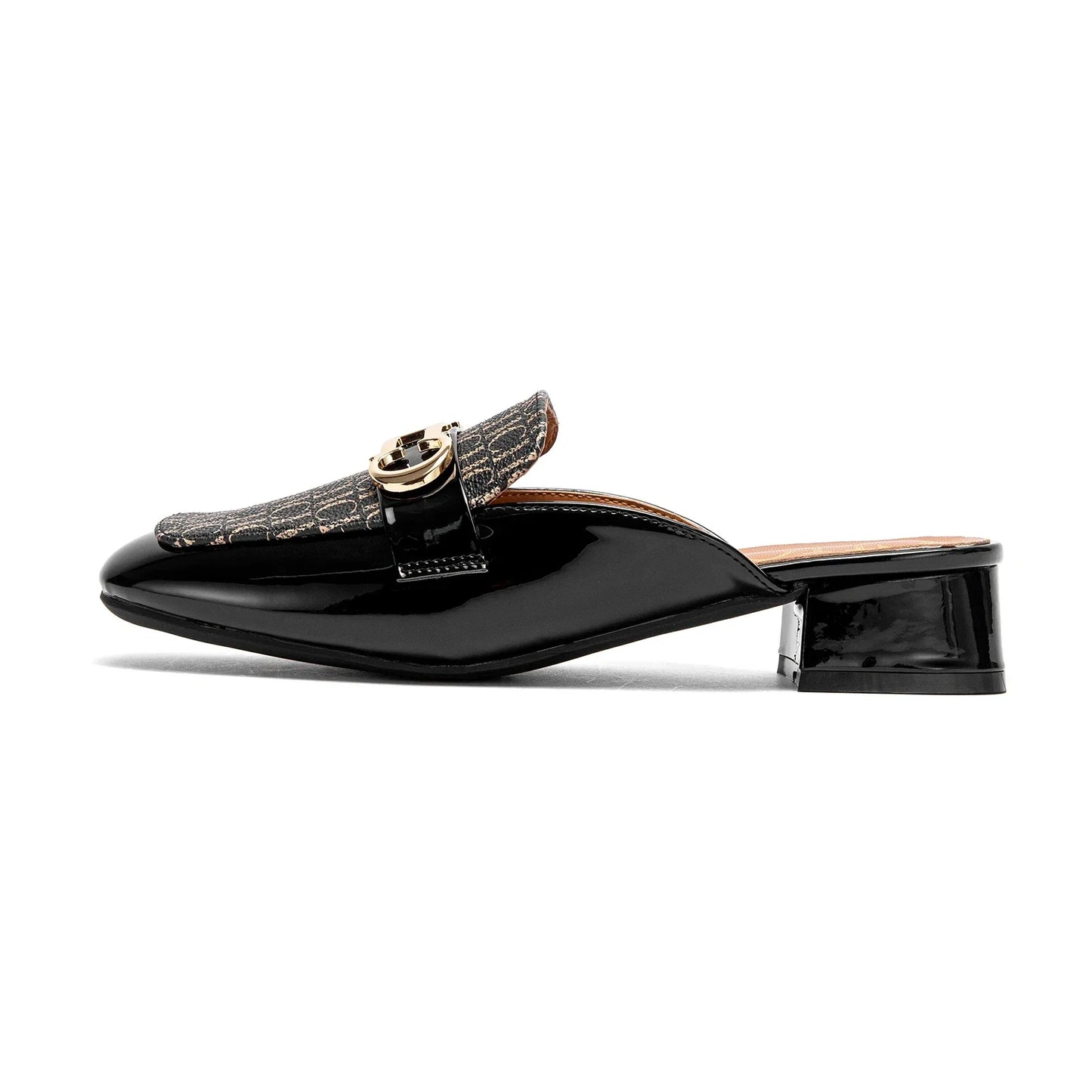 Buckle Mules for Women Round Toe Backless Flat Mules Slides Mules Shoes Ladies Slip-on Loafers students
