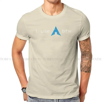 Use Arch Btw Man's TShirt Linux Operating System Tux Penguin Crewneck Tops 100% Cotton T Shirt Humor High Quality Birthday Gifts