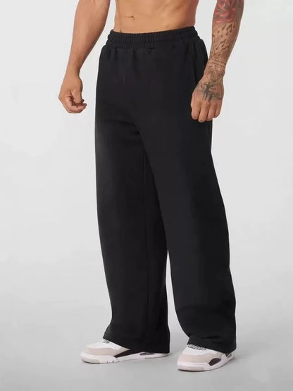 Hot sell Men's Solid Color Blend Sports Pants Elastic Waist Casual Loose Jogging Trousers for Daily Wear And Running