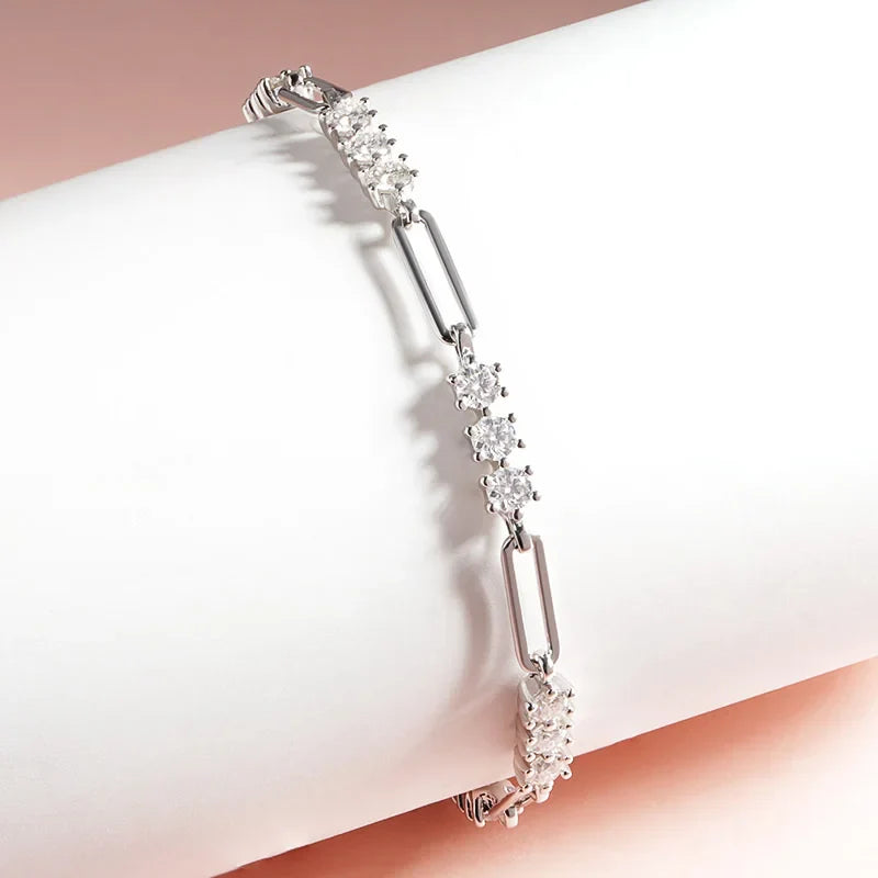 18K Plated 3mm 100% Real All Moissanite Bracelets for Women Men Classic Lab Diamond Chain Sterling Silver 925 Wholesale