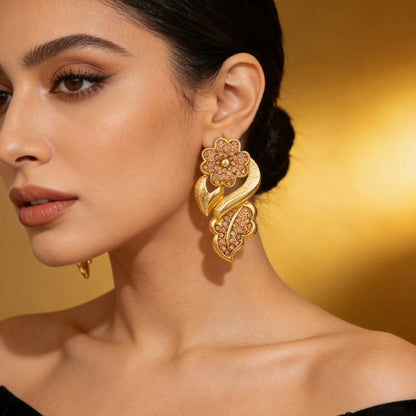 Luxury Flower Design Jewelry Set for Women Color Big Pendant Necklace and Earrings Bridal Weddings Nigerian Accessories