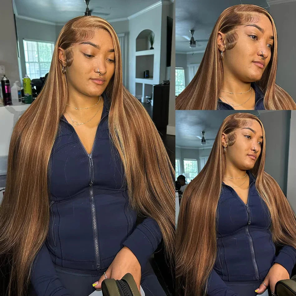 straight hd lace frontal wig 13x6 highlight wig 13x4 lace frontal blonde wig bone straight human hair wigs Brazilian